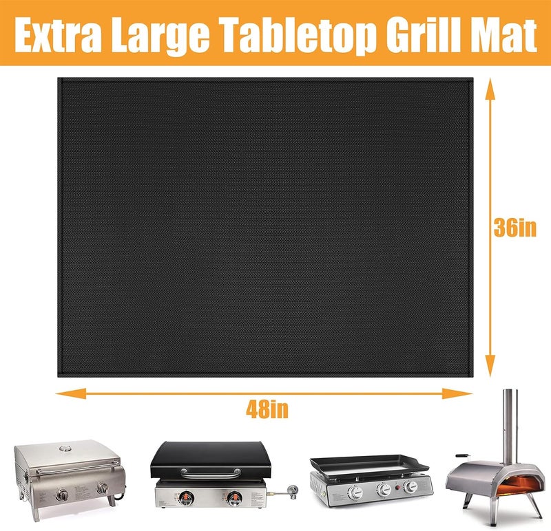 Amerbro 36x48in Heat Resistant Grill Mats for Outdoor Grill to Protect Your Prep Table and Outdoor Grill Table - Fire Proof & Water Proof & Oil Proof BBQ Mat - Black (1mm) - Image 5